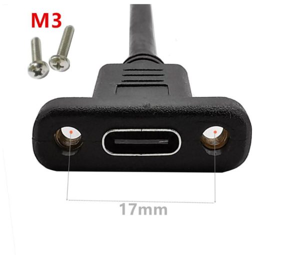 Locking USB-C Male-to-Female 10Gbps Panel-Mount Extension Cable