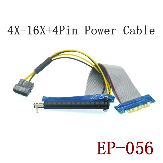 Powered PCIe x4 to x16 Ribbon Riser Cable